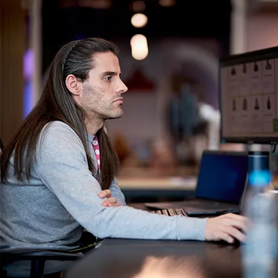 Man working on a computer