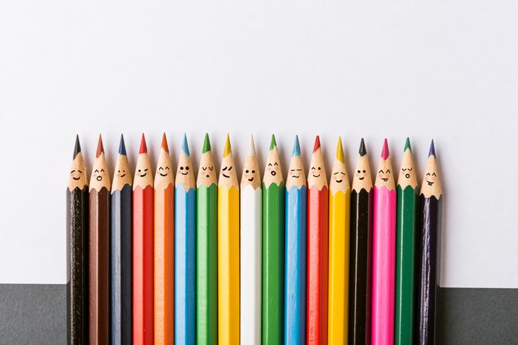 row of coloured pencils